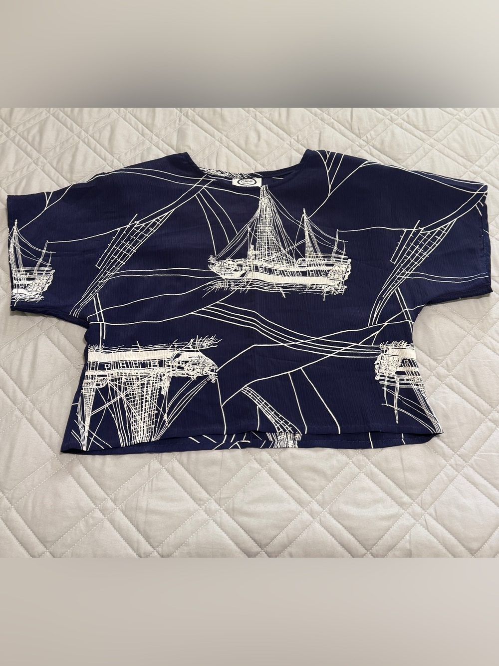 Vintage 80/90’s CAMI SPORT pour Le Boff Nautical Sailboat Line Art Crop top